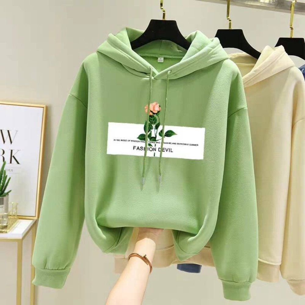 NWT Women's Aesthetic Green Flower Print Hoodie